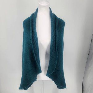 Wooden Ships Green Open Front Cardigan Shawl Collar Wool Mohair Small/Medium